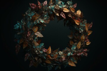 Obraz na płótnie Canvas Painted foliage circular decoration. Generative AI