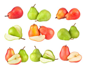 set of pears isolated on transparent png