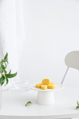 dessert on the white table