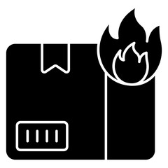 An editable design icon of package burning 