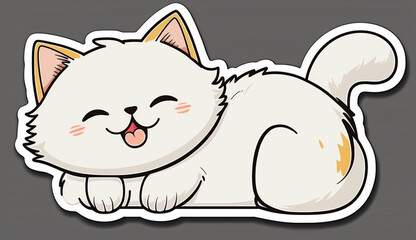 happy white kitty sticker 