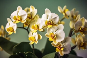 Fototapeta na wymiar Orchids in white and yellow. Generative AI