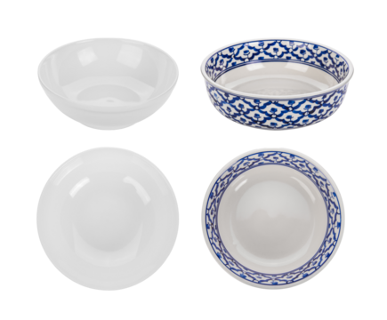 set of vintage ceramic bowl on transparent png - Powered by Adobe