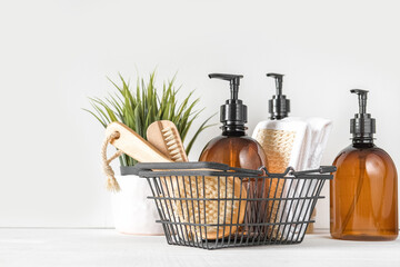 Banner Natural medicine, organic cosmetics, cosmetic product research, organic skin care products. Top view, flat lay. Skin care concept. Dermatology.