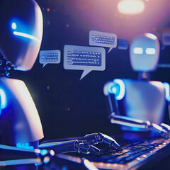 Robot background chatting with technology