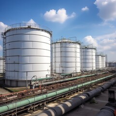 Obraz premium Refinery factory oil storage tank. generative ai