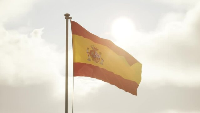 Flag of Spain on the mast