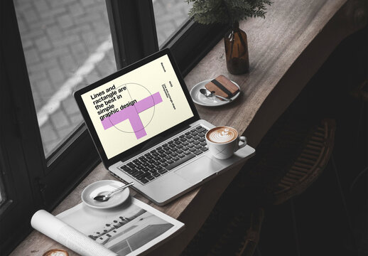 Laptope Pro in Cafe Mockup