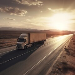 Transportation and logistics are provided by a truck on the highway. generative ai