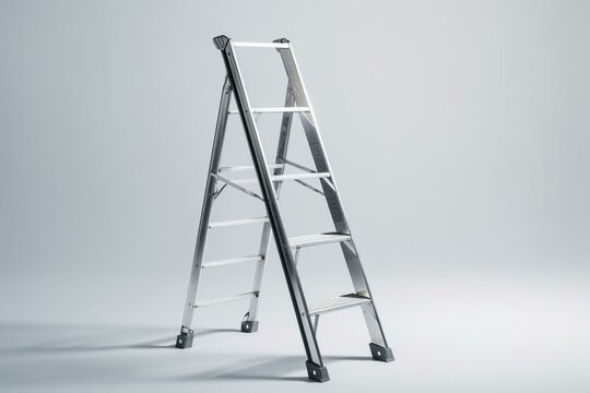 A metal ladder on white background. Generative AI