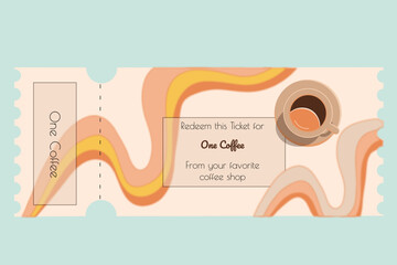 Free coffee ticket voucher Party bar in groovy vintage style