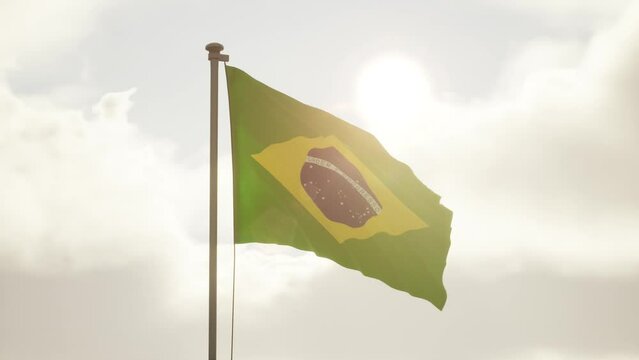 Flag of Brazil on the mast