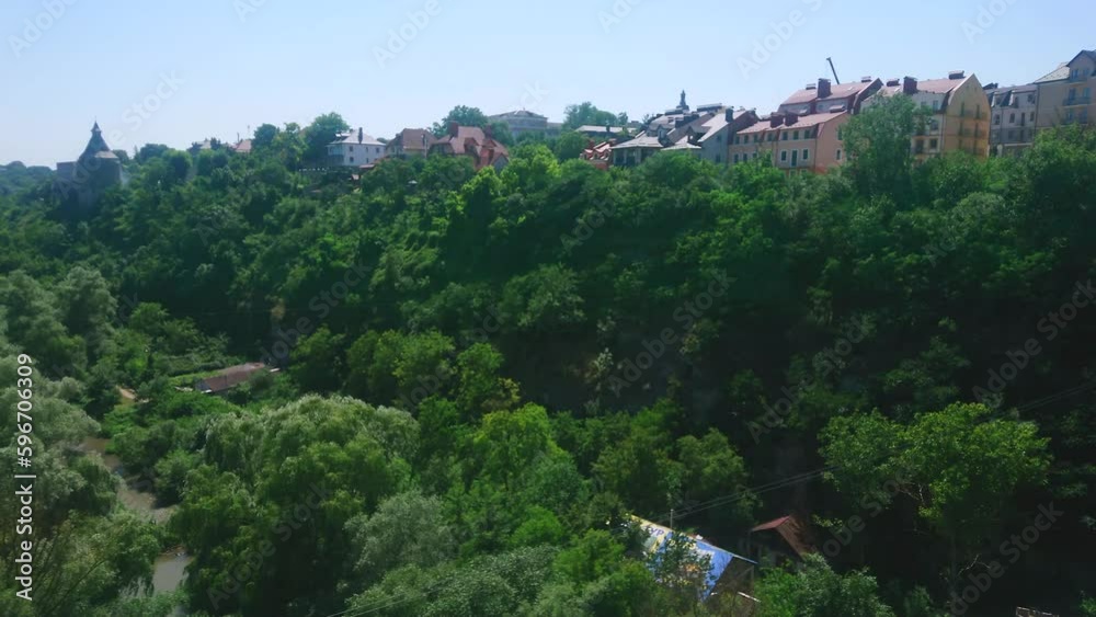 Sticker panorama of smotrych river canyon, kamianets-podilskyi, ukraine