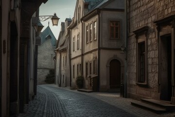 Fototapeta na wymiar A main street in a castle town. Generative AI