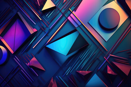Abstract Futuristic Metallic Multicolored Background. Generative AI