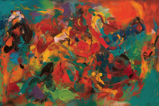 Abstract Figurative Artwork. Colorful Brush Strokes. Generative AI
