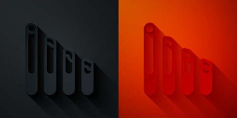 Paper cut Smoking cigarette icon isolated on black and red background. Tobacco sign. Paper art style. Vector