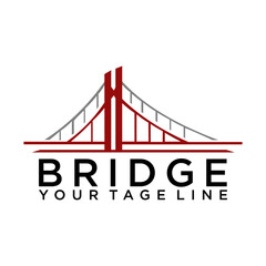 Minimalist black line art bridge logo design. Flat style trend modern brand graphic art design vector illustration on white background
