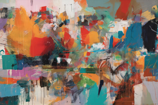 Abstract Figurative Artwork. Colorful Brush Strokes. Generative AI