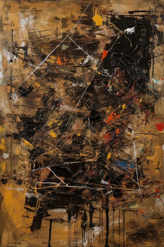Abstract Figurative Artwork. Brown Colors Brush Strokes. Generative AI
