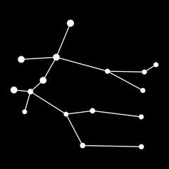 Gemini constellation map. Vector illustration.