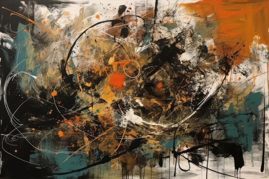 Abstract Figurative Artwork. Colorful Brush Strokes. Generative AI