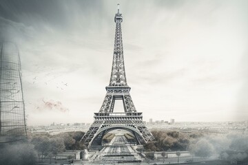 Illustration of iconic Paris landmark. Generative AI