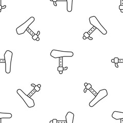 Grey line Bicycle seat icon isolated seamless pattern on white background. Bicycle saddle. Vector