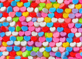Fototapeta na wymiar Background of bright multi-colored hearts.