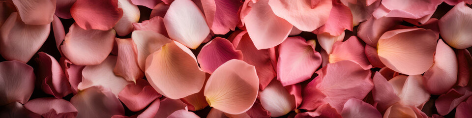 Fototapeta na wymiar Background Of Delicate Rose Petals, Top View. Generative AI