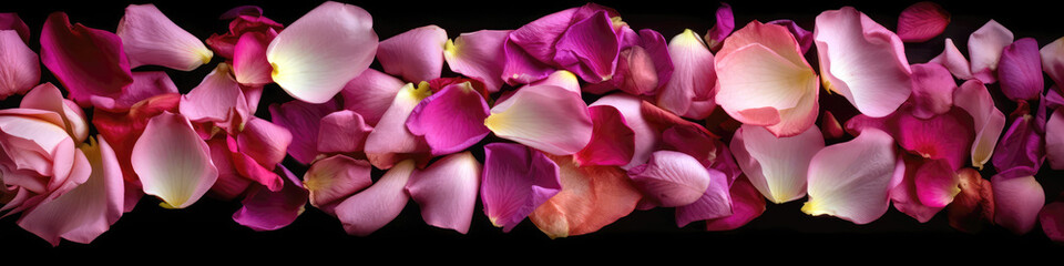 Background Of Delicate Rose Petals, Top View. Generative AI