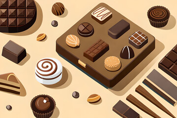 a table filled with various chocolate treats, such as truffles, bars, and cookies