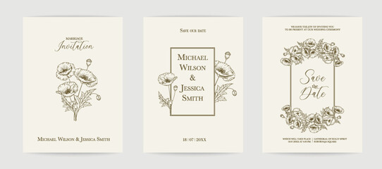 Marriage design template with custom names in frame with floral. Vector illustration.