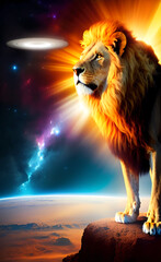 Naklejka premium Lion created with Generative AI technology