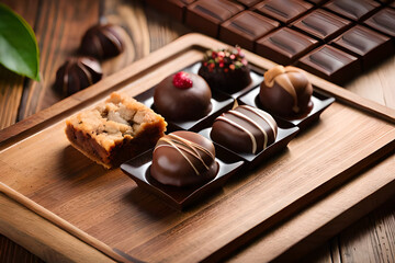 Close-up shots of various types of chocolates, highlighting their unique textures and flavors