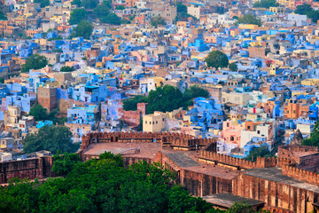 Aerial view of Jodhpur Blue City. Jodphur, Rajasthan, India