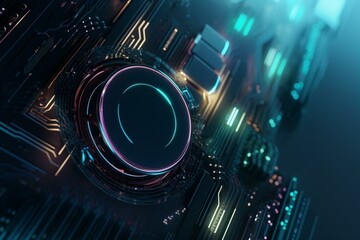 A 3D rendered wallpaper with futuristic hardware in various colors. Generative AI
