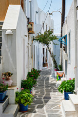 Fototapeta na wymiar Picturesque Naousa town street on Paros island, Greece