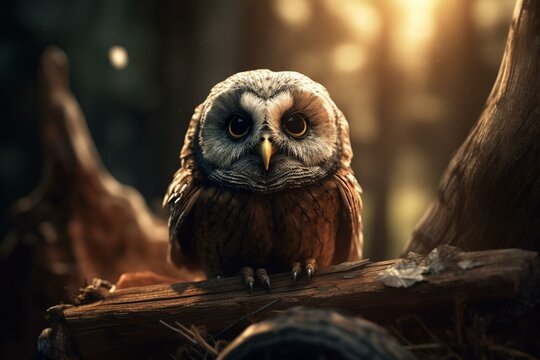 Adorable artwork of a curious owl adventurer. Generative AI