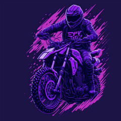 A man on a motorcycle. Motocross racer on a motorcycle. Motorcross sportsman. Vector illustration. Motocross T shirt design.