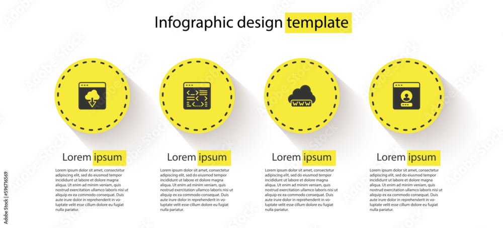 Wall mural set cloud technology data transfer, software, web development and create account screen. business in