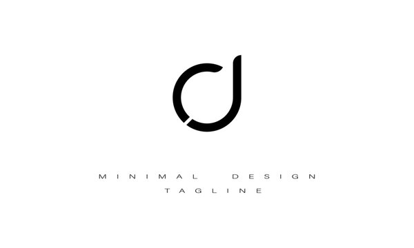CJ or JC Minimal Logo Design Vector Art Illustration 