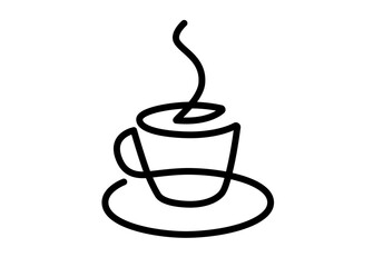 Cup of coffee - continuous line vector, continuous line coffee cup illustration in high resolution