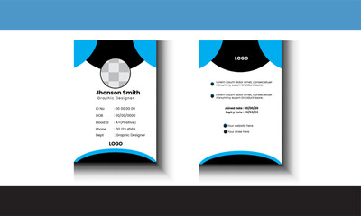 Abstract Geometric Blue Id Card Design, Professional Identity Card Template Vector for Employee and Others
