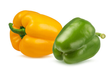 Green and yellow peppers sweet bell isolated on white background