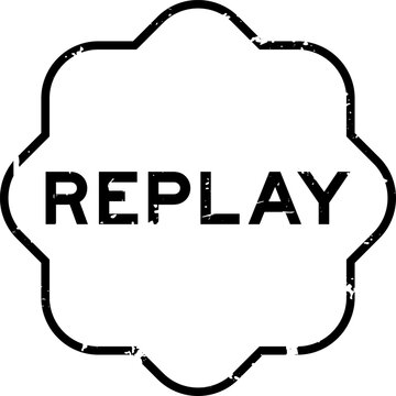 Grunge black replay word rubber seal stamp on white background