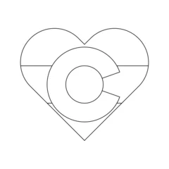 Foto op Canvas heart shape outline of colorado flag. vector illustration © Sakchai