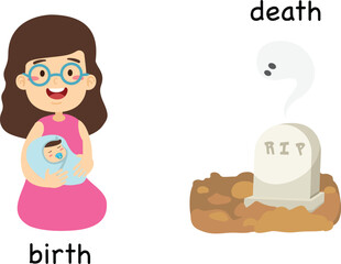 Opposite birth and death vector illustration