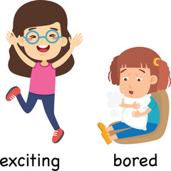 Opposite exciting and bored vector illustration