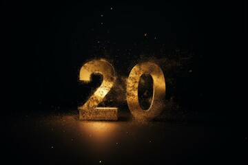3D gold numbers spell out '2024 happy new year' to celebrate the new year. Generative AI